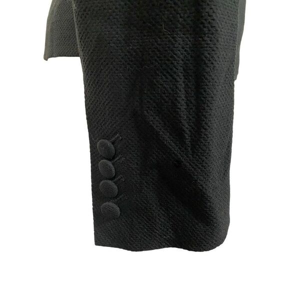 Faconnable Black Cropped Textured Wool Jacket Sz 4 Fully Lined Single Button - Picture 4 of 7